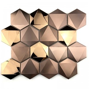 Rose Gold 3D hexagon 304/316 rustfrit stål fliser mosaik til vægdekoration